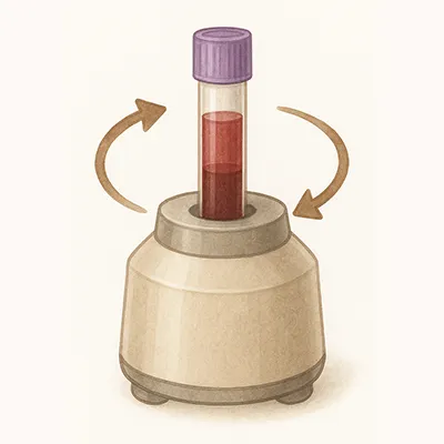 Schéma de la centrifugation contrôlée du sang pour obtenir le L-PRF