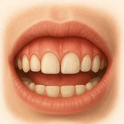 Schéma de fermeture naturelle du diastème après frénectomie labiale