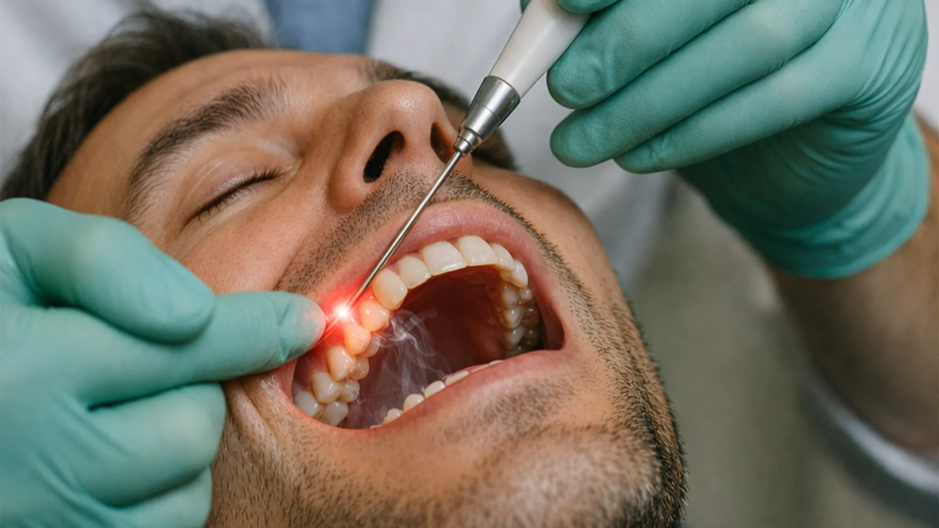 Technologies laser en dentisterie : ablation précise, décontamination et biostimulation tissulaire à la Clinique de chirurgie dentaire Les 8 à Hognoul, près de Liège